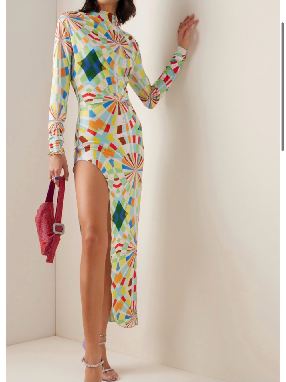 SIEDRÉS Agnes Kaleidescope-Print Open-Back Jersey Dress